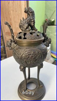 Brule parfum chinois (fin XIXe siècle-début XXe) bronze massif 30 cm
