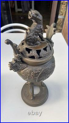 Brule parfum chinois (fin XIXe siècle-début XXe) bronze massif 30 cm