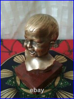 Buste de Bébé/ jeune garcon Bronze fin du XIX eme siècle Luigi Melchiorre