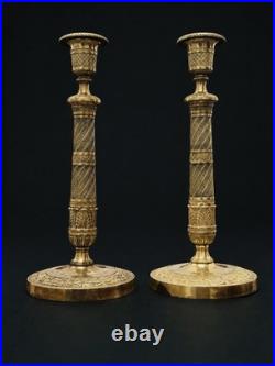 CANDÉLABRES CANDLESTICKS BRONZE DORÉ EMPIRE XIXe SIÈCLE CHANDELIERS
