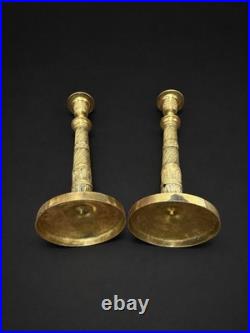 CANDÉLABRES CANDLESTICKS BRONZE DORÉ EMPIRE XIXe SIÈCLE CHANDELIERS