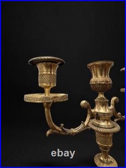CANDÉLABRES CANDLESTICKS BRONZE DORÉ EMPIRE XIXe SIÈCLE CHANDELIERS