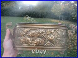 Cachepot de jardinière ancien Chimères fleurs laiton bronze XIX siècle Cachepot de jardinière ancien Chimères fleurs laiton bronze XIX siècle