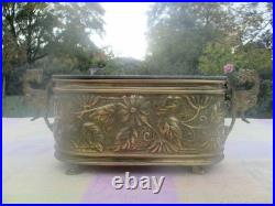 Cachepot de jardinière ancien Chimères fleurs laiton bronze XIX siècle Cachepot de jardinière ancien Chimères fleurs laiton bronze XIX siècle