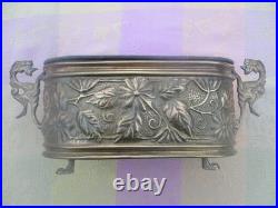 Cachepot de jardinière ancien Chimères fleurs laiton bronze XIX siècle Cachepot de jardinière ancien Chimères fleurs laiton bronze XIX siècle