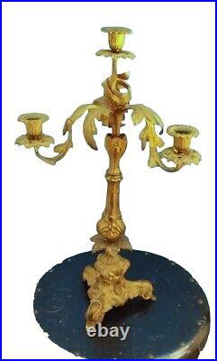 Candélabre 4 Lumières Bronze Doré Ancien XIXE SIÈCLE Bougeoirs Candlestick