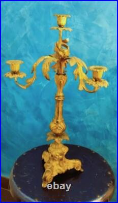 Candélabre 4 Lumières Bronze Doré Ancien XIXE SIÈCLE Bougeoirs Candlestick