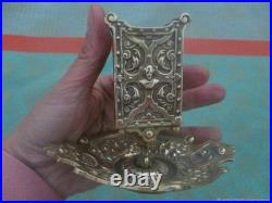 Cendrier ancien support boîte d'allumettes Gothique bronze XIX siècle