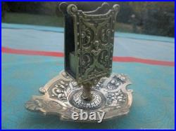 Cendrier ancien support boîte d'allumettes Gothique bronze XIX siècle