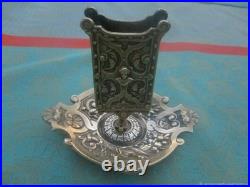 Cendrier ancien support boîte d'allumettes Gothique bronze XIX siècle