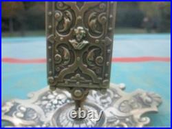 Cendrier ancien support boîte d'allumettes Gothique bronze XIX siècle
