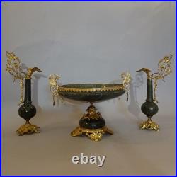 Centrotable Triptyque Bronze Doré Et Marbre XIXe Siècle