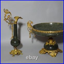 Centrotable Triptyque Bronze Doré Et Marbre XIXe Siècle