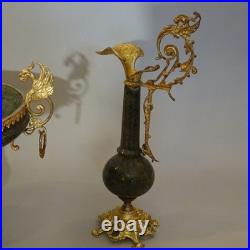 Centrotable Triptyque Bronze Doré Et Marbre XIXe Siècle