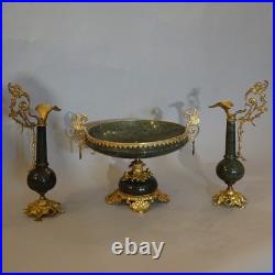 Centrotable Triptyque Bronze Doré Et Marbre XIXe Siècle