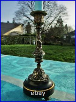 Chandelier ancien Guirlandes marbre bronze XIXe siècle Antique candlestick Garl