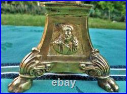 Chandelier ancien Jésus et Marie bronze XIXe siècle Antique candlestick Jesus a