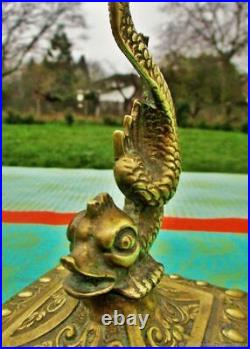 Chandelier ancien Poisson bronze XIX siècle Antique bronze fish candlestick XIX