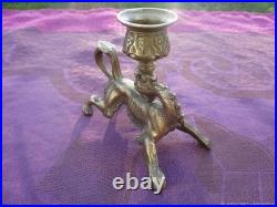 Chandelier ancien en bronze Lionne, XIXe siècle France