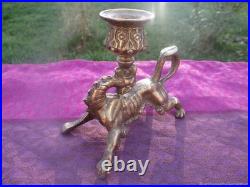 Chandelier ancien en bronze Lionne, XIXe siècle France