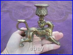 Chandelier ancien en bronze Lionne, XIXe siècle France