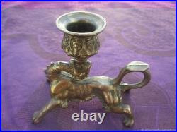 Chandelier ancien en bronze Lionne, XIXe siècle France