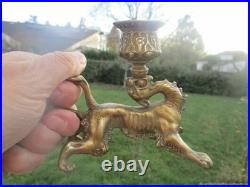 Chandelier ancien en bronze Lionne, XIXe siècle France