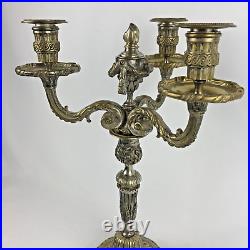 Chandelier/bougeoir candélabre BRONZE ARGENTÉ Louis XVI ancien XIXe siècle