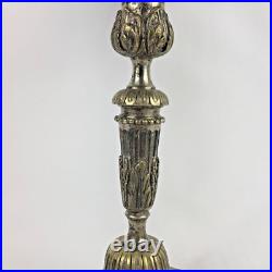 Chandelier/bougeoir candélabre BRONZE ARGENTÉ Louis XVI ancien XIXe siècle Chandelier/bougeoir candélabre BRONZE ARGENTÉ Louis XVI ancien XIXe siècle
