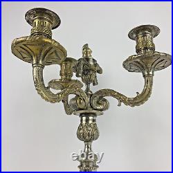 Chandelier/bougeoir candélabre BRONZE ARGENTÉ Louis XVI ancien XIXe siècle