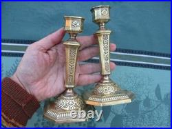 Chandeliers anciens 2 pièces Fleurs bronze XIXe siècle Franz