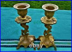 Chandeliers anciens paire plantes bronze XIXe siècle Antique candlesticks pair