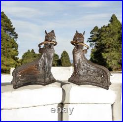 Chenet de Cheminée Art Nouveau Ancien Fonte & Bronze XIXe-XXe Siècle Original