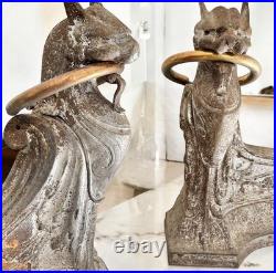 Chenet de Cheminée Art Nouveau Ancien Fonte & Bronze XIXe-XXe Siècle Original