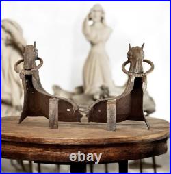 Chenet de Cheminée Art Nouveau Ancien Fonte & Bronze XIXe-XXe Siècle Original