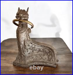 Chenet de Cheminée Art Nouveau Ancien Fonte & Bronze XIXe-XXe Siècle Original
