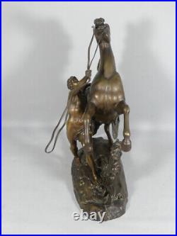 Cheval De Marly En Bronze d'Après Coustou, Sculpture époque XIX ème Siècle