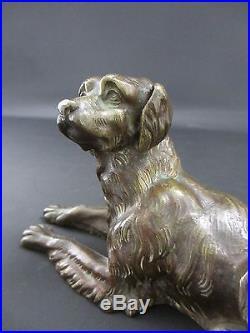 Chien de chasse bronze XIX° siècle Sculpture statuette Animalier