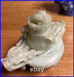 Chine, dynastie Qing, XIXe siècle Brule-Parfum Couvert en jade celadon