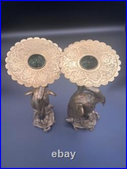 Christophe Fratin (1801-1864) Paire De Bougeoirs Animaliers XIXe Siècle Signé