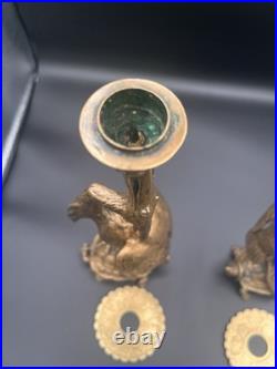 Christophe Fratin (1801-1864) Paire De Bougeoirs Animaliers XIXe Siècle Signé