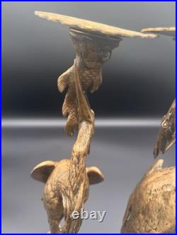 Christophe Fratin (1801-1864) Paire De Bougeoirs Animaliers XIXe Siècle Signé