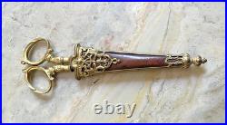 Ciseaux, Couture Broderie, Anciens XIXe siecle, Bronze Doré, Avec Étui