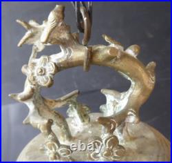 Cloche chinoise XIX-XX Siecle rare temple bell bronze on hardwood stand 19thc