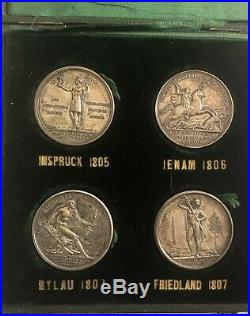 Coffret 4 Médailles En Bronze Argenté Premier Empire Napoléon I Rare (N1329)
