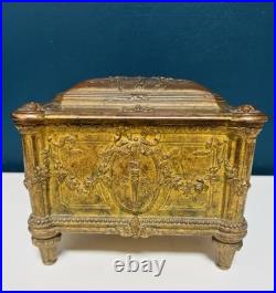Coffret à bijoux ancien doré style Louis XVI XIXe siècle Zamak Bronze