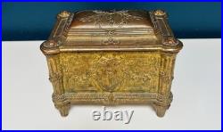 Coffret à bijoux ancien doré style Louis XVI XIXe siècle Zamak Bronze