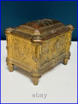 Coffret à bijoux ancien doré style Louis XVI XIXe siècle Zamak Bronze