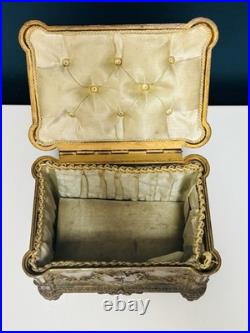 Coffret à bijoux ancien doré style Louis XVI XIXe siècle Zamak Bronze