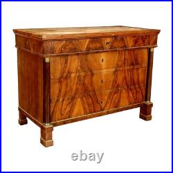 Commode Empire Ancienne Noyer Peuplier Bronze Italie XIXe Siècle Originale Commode Empire Ancienne Noyer Peuplier Bronze Italie XIXe Siècle Originale